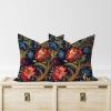 Zyadsinoudor Navy Blue Botanical Burgundy Throw Pillow Case Set of 2 Asian Chinoiserie Cushion Cases 18x18in Decorative Pillow Home Cotton Linen Oriental Throw Pillowcase for Sofa Bedroom Decor view 2