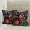 Zyadsinoudor Navy Blue Botanical Burgundy Throw Pillow Case Set of 2 Asian Chinoiserie Cushion Cases 18x18in Decorative Pillow Home Cotton Linen Oriental Throw Pillowcase for Sofa Bedroom Decor view 4