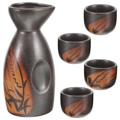ABOOFAN 1set Japanese Traditional Sake Set Vintage Ceramic Sake Kettle Cups Elegant Dining Table Decor Easy to Clean Dishwasher Safe for Pottery
