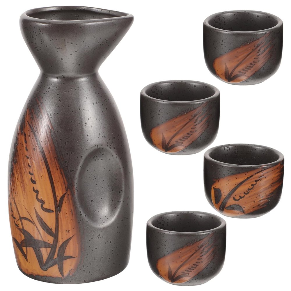 ABOOFAN 1set Japanese Traditional Sake Set Vintage Ceramic Sake Kettle Cups Elegant Dining Table Decor Easy to Clean Dishwasher Safe for Pottery