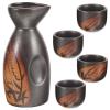 ABOOFAN 1set Japanese Traditional Sake Set Vintage Ceramic Sake Kettle Cups Elegant Dining Table Decor Easy to Clean Dishwasher Safe for Pottery view 1