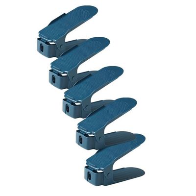 Shoe Slots Organizer Blue PP Shoe Slot Organizer, Double Layer Adjustable Height Shoe Rack, Space Saving (Color : Blue, Size : 5pcs)