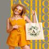 AUSVKAI Canvas Tote Bag Makeup Bag Aesthetic for Women, Cute Leaf Monogram Personalized Initial Birthday Reusable Cotton Bags with Handle for Grocery Letter A view 2