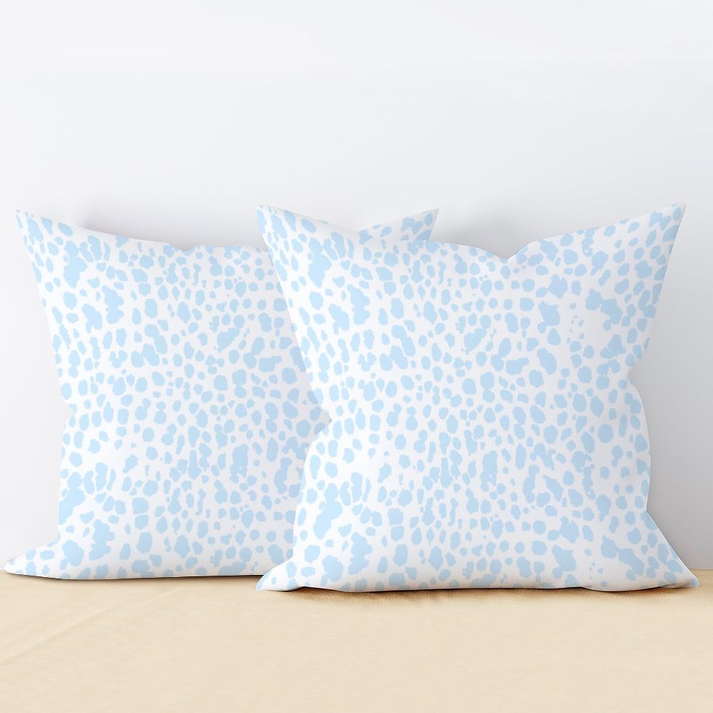 Zyadsinoudor Set of 2 Pillow Cover Blue Leopard Print Cushion Cases Chinoiserie 18x18in Decorative Pillow Home Cotton Linen Oriental Throw Pillow Cover for Couch Bed Sofa Bedroom Car