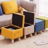 Junpllvic Large Storage Footstool Pouffes Chair with Lids with Stable 4 Wooden Legs Change Shoes Stool for Bedroom Living Room Entryway Study Hallway (Linen, 60x30x34cm) (Color : Light Blue) view 4