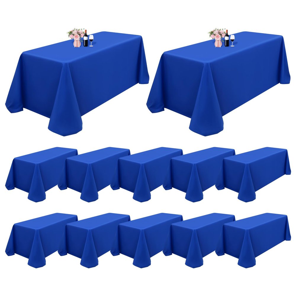 12 Pack Rectangle Tablecloth 90 x 156 inch Royal Blue Polyester Tablecloth for 8 Feet Tables,Washable Fabric Stain and Wrinkle Resistant Table Cover Tableclothes for Wedding Parties Banquet