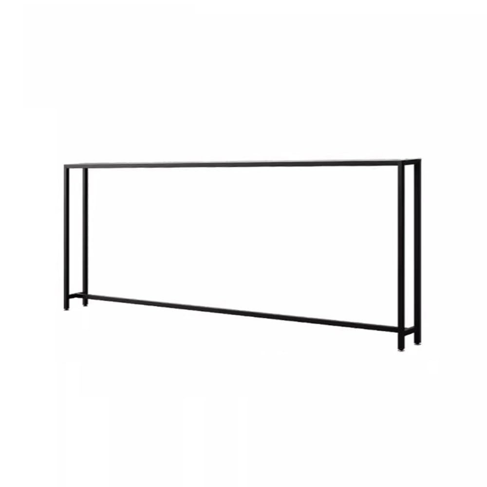 Zfmnoyev Bilayer Console Table,Hall Table,Side Table,Living Room Sofa Table,Behind The Bed Double Shelf (Color : Black, Size : 150x15x75cm)