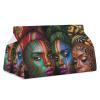 Three African Women with Colorful Tissue Box Cover, PU Leather Rectangular Tissue Box Case Organizer Holder Vanity Dresser Night Stand Table Countertop Home Office Car 7.7X4.7X4.3'' view 1