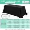 12 Pack Rectangle Tablecloth 90 x 156 inch Black Polyester Table Cloth for 8 Feet Tables,Washable Fabric Stain and Wrinkle Resistant Table Cover Table Clothes for Wedding Parties Banquet Kitchen view 3
