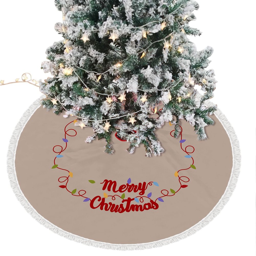 Christmas Tree Skirt, Red Rustic Xmas Tree Skirts Mat with Snowflake Design for Merry Christmas Xmas Holiday Party Decorations Indoor Outdoor