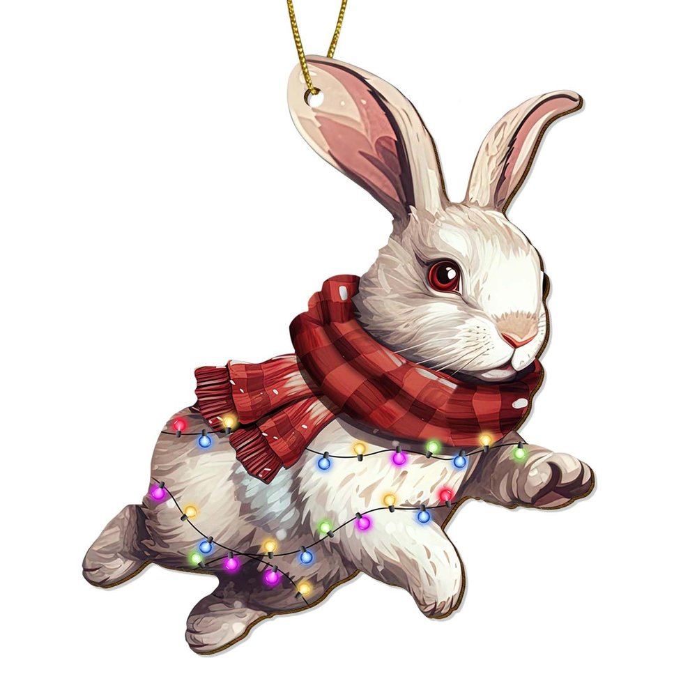 365RUSTIC Bunny Christmas Ornament  Cute Rabbit Holiday Tree Decoration with Lights, Farmhouse Winter Keepsake Gift for Animal Lovers 2025
