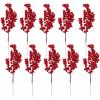 LSFYYDS 20Pcs Christmas Red Berry, 8.7inch Artificial Red Berry Stems Xmas Holly Berry Branches Mini Christmas Holly Berries DIY Crafts for Wedding Party Christmas Tree Decorations(Red) view 1