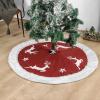 Christmas Tree Skirt, 48 Inch Red Rustic Xmas Tree Skirts Mat with Snowflake Design for Merry Christmas Xmas Holiday Party Decorations Indoor Outdoor view 3