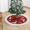 Christmas Tree Skirt, 48 Inch Red Rustic Xmas Tree Skirts Mat with Snowflake Design for Merry Christmas Xmas Holiday Party Decorations Indoor Outdoor view 4