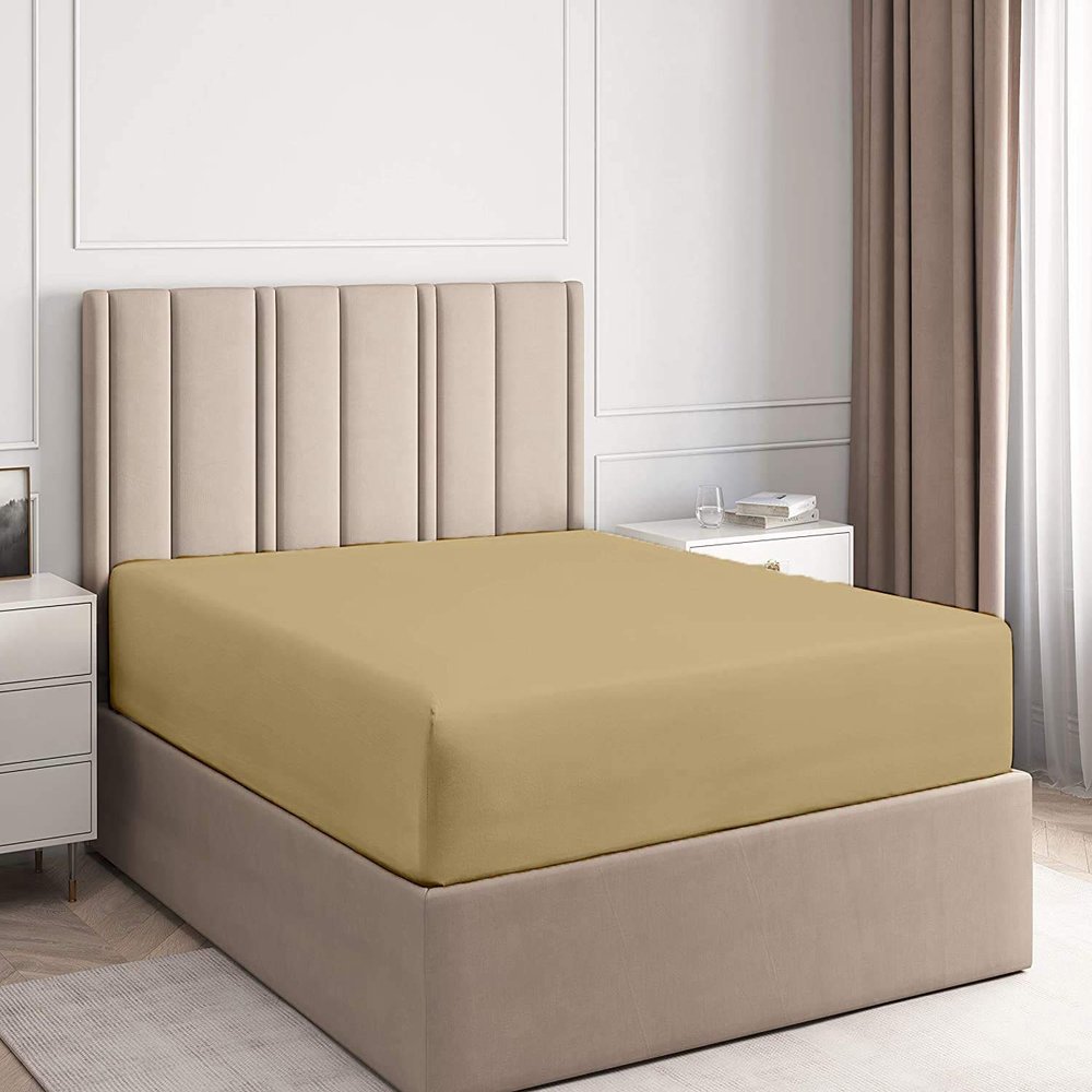 Califronia King Size Fitted Sheet Only 72 x 84 Inches 19 Inch Deep Pocket 100% Egyptian Cotton 1 Piece Fitted Sheet Only All Around Elastic Wrinkle and Fade Resistant - Taupe