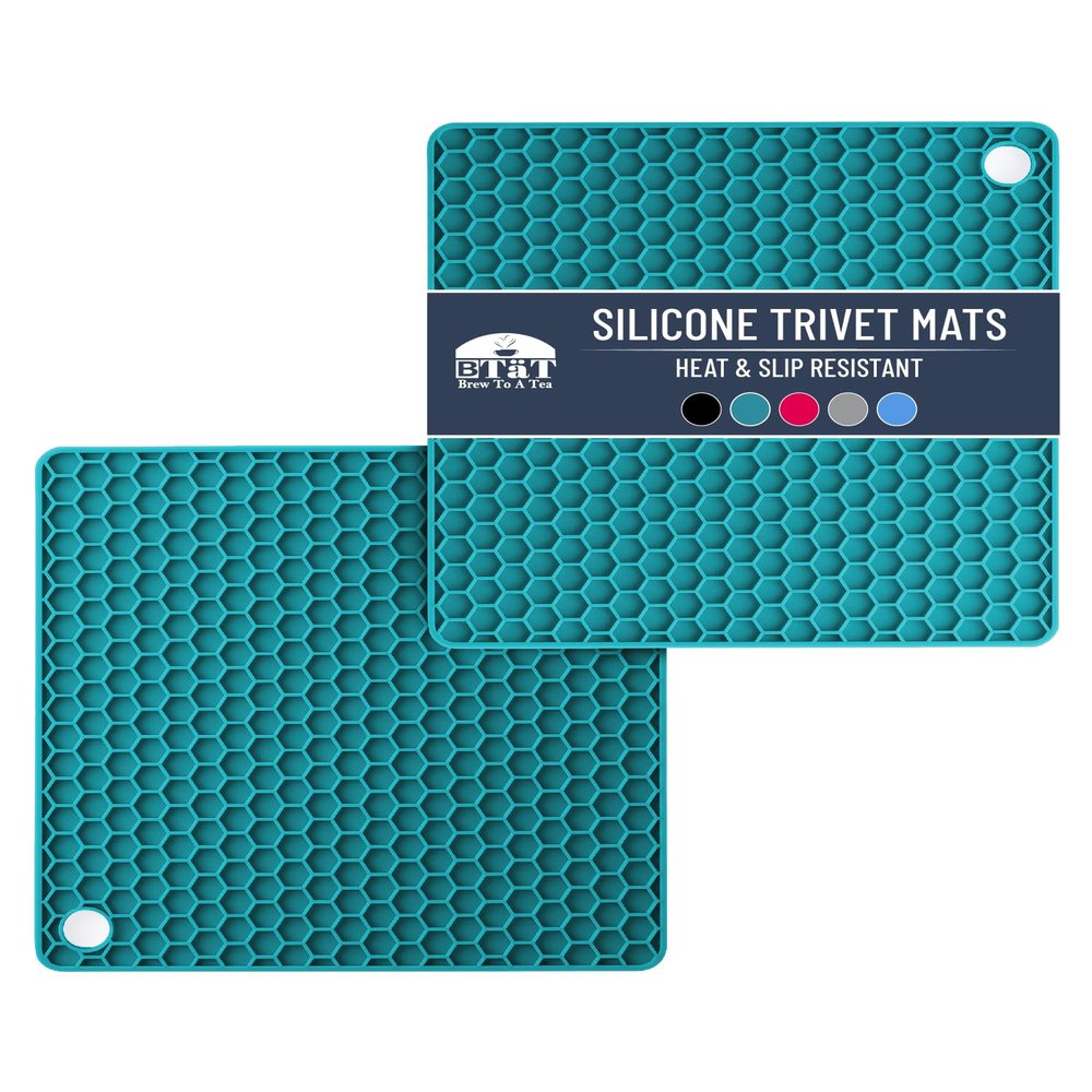 BTaT Silicone Trivet Mats, 2 Pack - Green, Protects Hot Pots & Pans