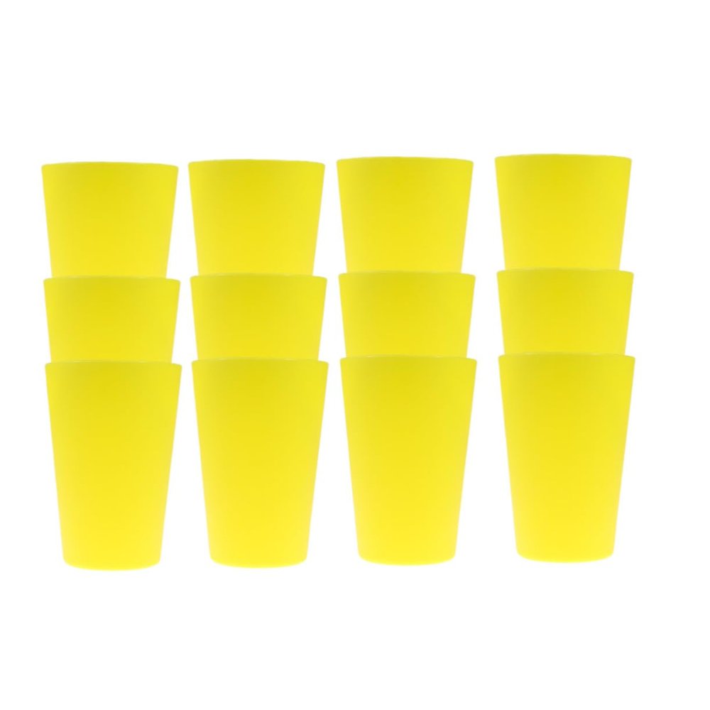 LALAFINA 12pcs Stacked Plastic Juice Cups Thickened Drinking Tumblers for Parties Yellow for Outdoor Picnics and Events