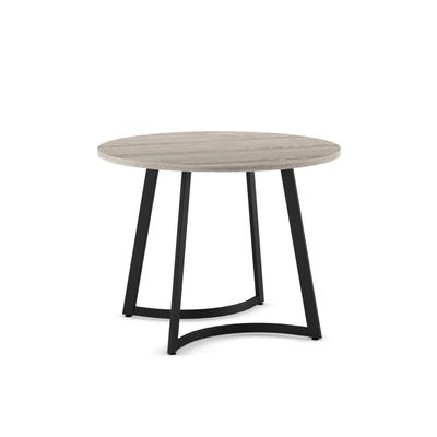Amisco Riley 39" Round Dining Table - Grey Beige TFL/Black Metal