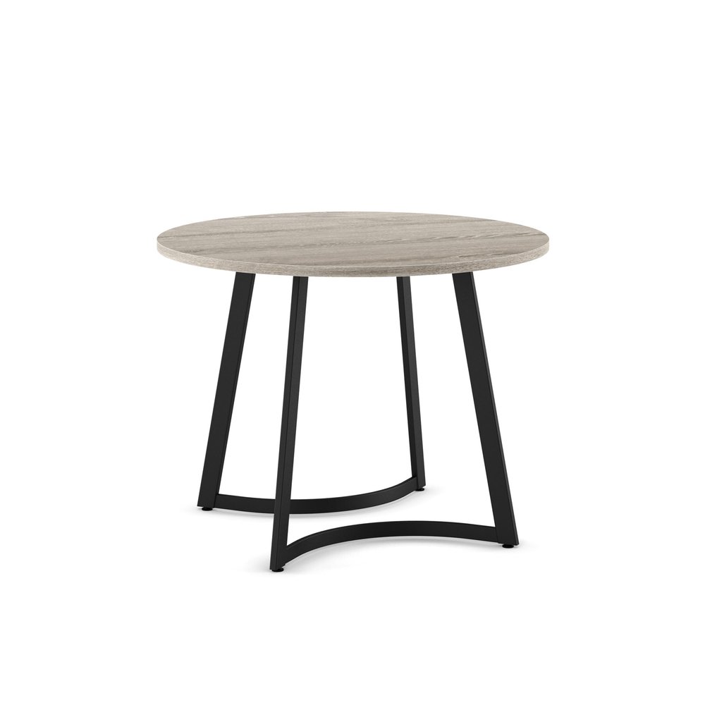 Amisco Riley 39" Round Dining Table - Grey Beige TFL/Black Metal