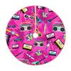 Christmas Tree Skirt 30" Music and Fun 80s Pink Design Linen Xmas Tree Skirt for Holiday Party Christmas Tree Mat Decorations Indoor Outdoor view 1