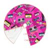 Christmas Tree Skirt 30" Music and Fun 80s Pink Design Linen Xmas Tree Skirt for Holiday Party Christmas Tree Mat Decorations Indoor Outdoor view 3