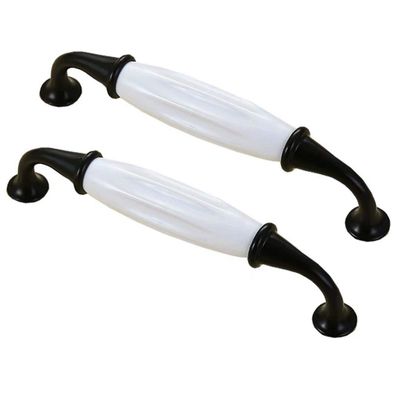 brass cupboard drawer handles, 2 pcs Drawer Pulls Handle Wardrobe Furniture Handle Classic White Ceramic Wardrobe Door Pulls Dresser s,Retro Bronze,Hole Centers 3.78" (Black Hole Distance 128 mm/5.04"