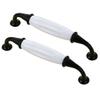 brass cupboard drawer handles, 2 pcs Drawer Pulls Handle Wardrobe Furniture Handle Classic White Ceramic Wardrobe Door Pulls Dresser s,Retro Bronze,Hole Centers 3.78" (Black Hole Distance 128 mm/5.04" view 1