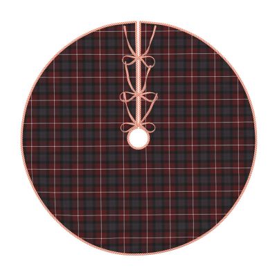 Christmas Tree Skirt 30" Fraser Red Mute Tartan Linen Xmas Tree Skirt for Holiday Party Christmas Tree Mat Decorations Indoor Outdoor