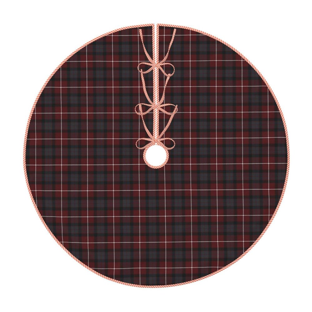 Christmas Tree Skirt 30" Fraser Red Mute Tartan Linen Xmas Tree Skirt for Holiday Party Christmas Tree Mat Decorations Indoor Outdoor