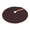 Christmas Tree Skirt 30" Fraser Red Mute Tartan Linen Xmas Tree Skirt for Holiday Party Christmas Tree Mat Decorations Indoor Outdoor view 2