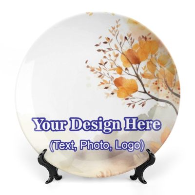 Custom Ceramic Decorative Plate with Display Stands Personalized Family Photo Memorial Plate Customized Keepsake Dinner Plates Tabletop Artworks Seasonal Home Decoration for Kitchen Dining Room 7"