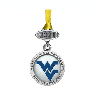 Heritage Pewter West Virginia University Class of 2026 Ornament | Graduation Gift | Hand-Sculpted Christmas Tree Ornament | Intricately Crafted Metal Pewter Alma Mater Inlay