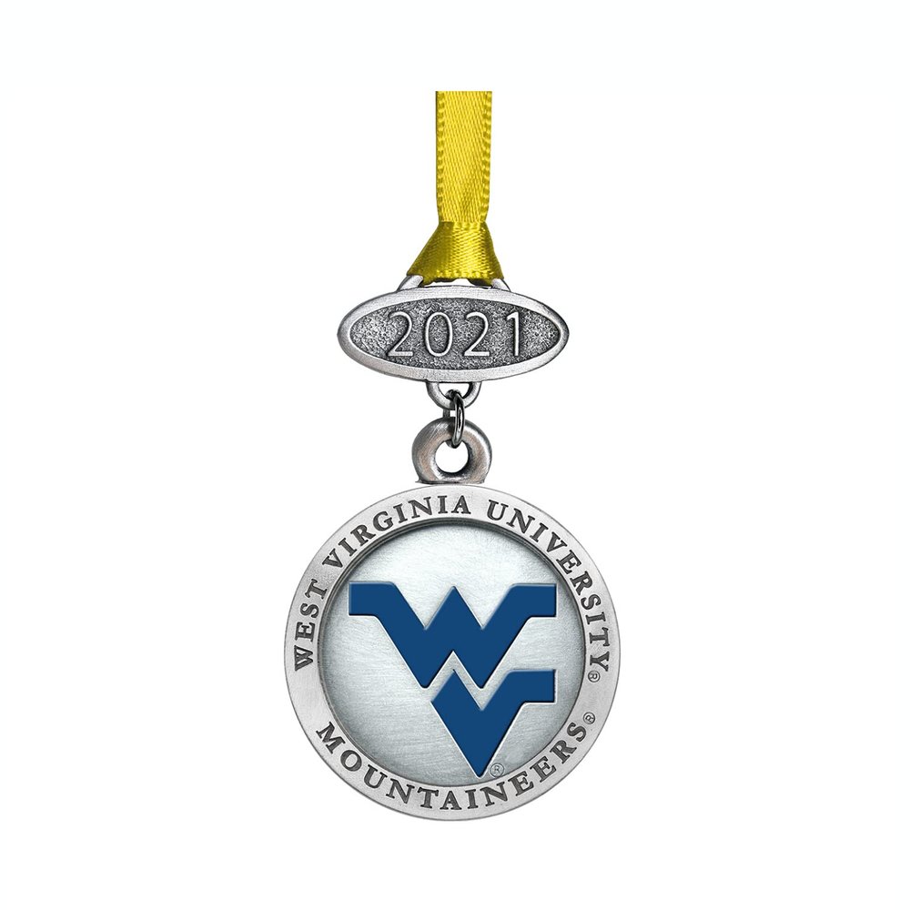 Heritage Pewter West Virginia University Class of 2026 Ornament | Graduation Gift | Hand-Sculpted Christmas Tree Ornament | Intricately Crafted Metal Pewter Alma Mater Inlay