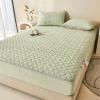FCLDESHOP Easily Fits Deep Mattress,Autumn Winter Thicken Warm Solid Color Flannel Fitted Sheets, Children's Room Cartoon Print Mattress Protector,Green,180x200cm (3pcs) view 1