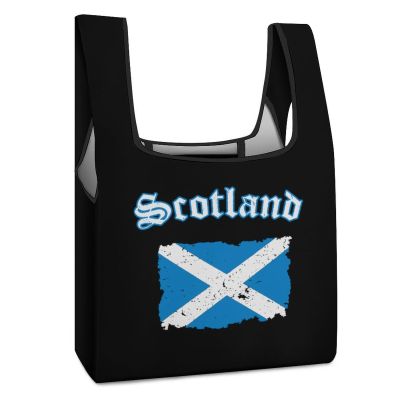 Vintage Scotland Flag Reusable Grocery Bag Foldable Shopping Tote Bags Lightweight Handbag for Men Women