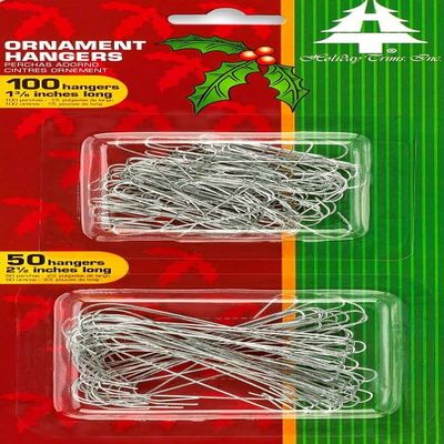 Rocky Mountain Goods 150 Ornament Hooks for Christmas Tree - Two Sizes of Silver Flexible Ornament Hangers - Pack Includes 2 1/2 and 1 3/8 Hangers - Heavy Duty