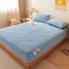 FCLDESHOP Deep Pocket Fitted Bed Sheet,Autumn Winter Thicken Warm Solid Color Flannel Fitted Sheets, Children's Room Cartoon Print Mattress Protector,Checkered Blue 2,180x200cm (1pcs) view 1