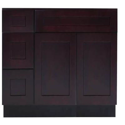 Combo Bathroom Vanity Cabinet with Drawers on The Left (36" W x 34.5" H x 21" D) and Over-The-Toilet Storage Cabinet (24" W x 42" H x 12" D) - Shaker Espresso