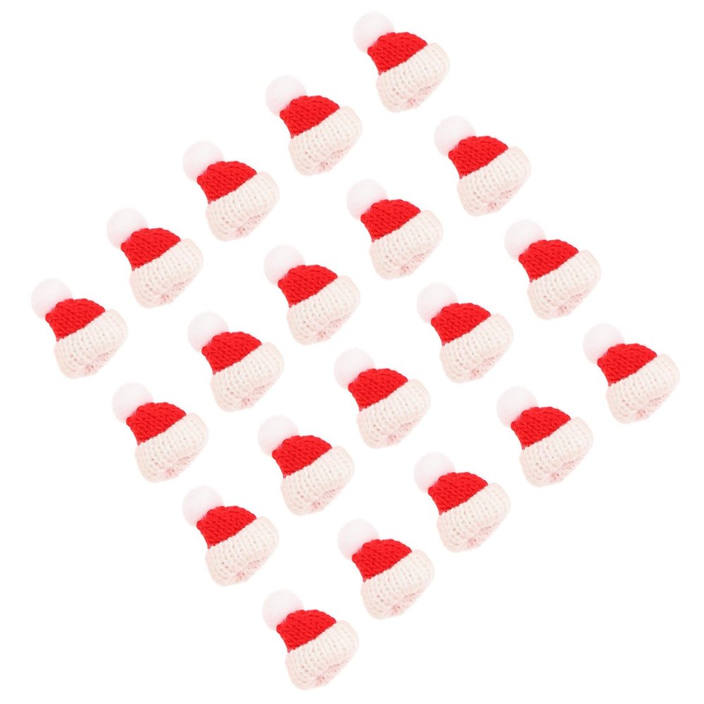 Didiseaon 20Pcs Christmas Mini Woolen Hats Adorable Mini Hat Decorations for Home Decor Party Accessories Festive Christmas Adornment for Trees Tableware