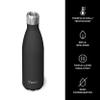 S'well Stainless Steel Water Bottle with Sports Cap, 17oz, Onyx, Triple Layered Vacuum Insulated Containers Keeps Drinks Cold for 36 Hours and Hot for 10, BPA Free, Perfect for On the Go view 3
