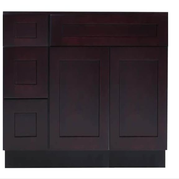 Combo Bathroom Vanity Cabinet with Drawers on The Left (30" W x 34.5" H x 21" D) and Over-The-Toilet Storage Cabinet (24" W x 36" H x 12" D) - Shaker Espresso