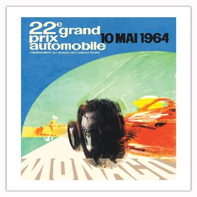 1964 Monaco Grand Prix - Ferrari 156 F1 - Vintage Racing Poster by Michael Turner - Fine Art Matte Paper Print (Unframed) 18x24in