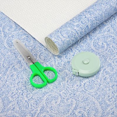 FIFTY FEET 18X192 Inch Shelf Liner with Scissor & Tape Measure for Kitchen Cabinets, PVC Drawer Liner for Dresser Non-Slip Bathroom, Non-Adhesive Cabinet Liner Washable (Pale Blue)