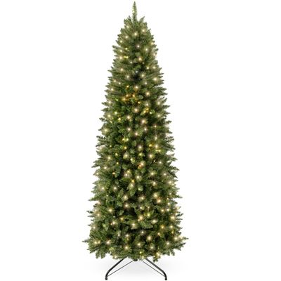 Best Choice Products Prelit Pencil Christmas Tree, 6ft Premium Artificial Tree, Realistic Lighted Spruce Holiday Decor w/Warm White Lights, Base