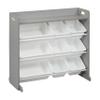 ECR4Kids 3-Tier Organizer with Shelf and 9 Removable Plastic Bins, 3x3, Toy Storage, Grey/White view 1