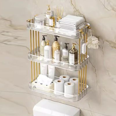BAHELS Floating Shelves for Bathroom Organizer Over Toilet, Wall Mounted Bathroom Shelves Wall Shelf (Color : Green, Size : 2 Layer)