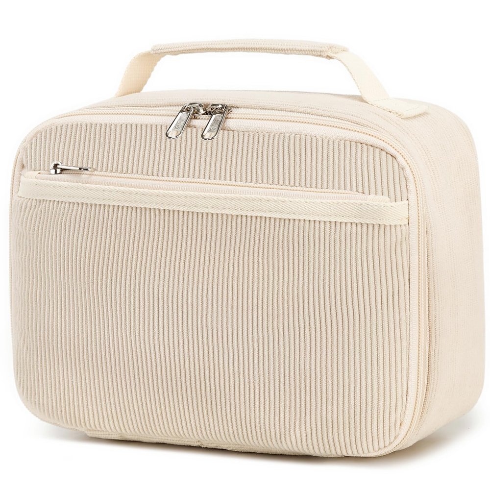 Bluboon Kids Girls Lunch Bag Insulated Lunch Box for school Corduroy Lunch Cooler Organizer School Kids Lunch Tote (Corduroy-White)