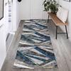 Luyckfrazy Gray Runner Rugs, Washable Low Pile Floor Carpet for Laundry Room Balcony Bathroom, Non-Slip Rubber Backing Kitchen Narrow Rug, 60cm 70cm 80cm Wide - Blue (Size : 2.3 ft 8.2 ft) view 2