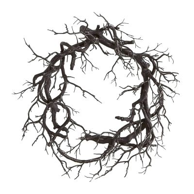 Artificial Black Branch Fall Wreath Halloween Wreath for Front Door, Halloween Decor Outdoor Goth Decor, Black Grapevine Wreaths with Blacks Branch, Indoor Front Door Wreaths Gothic Decoration