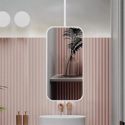 Bathroom Mirrors for Vanity, Rectangle Ceiling Hanging Mirror with White Metal Frame and Boom - Customizable Mirror Boom, Decorative Simple Glass Mirror Clear and Practical ( Size : 40cmx70cm )